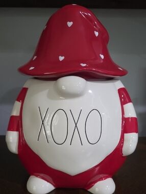 Rae Dunn Red and White XOXO Valentine's Gnome Figurine